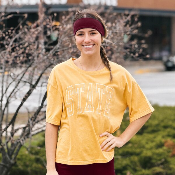 Ouray Women's Iowa State Gold Boxy Short Sleeve T-Shirt